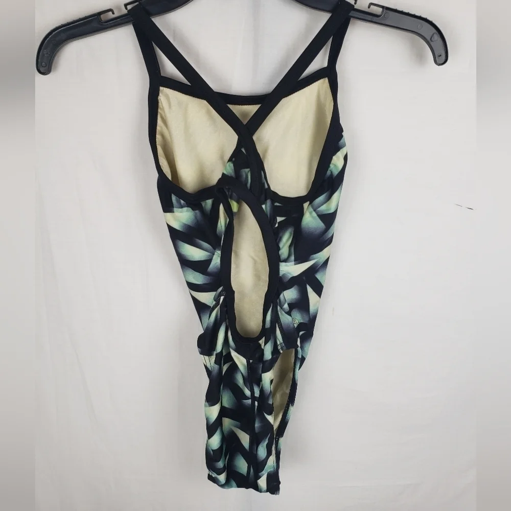 Speedo Black and Yellow One Piece Cross Straps Sz 8